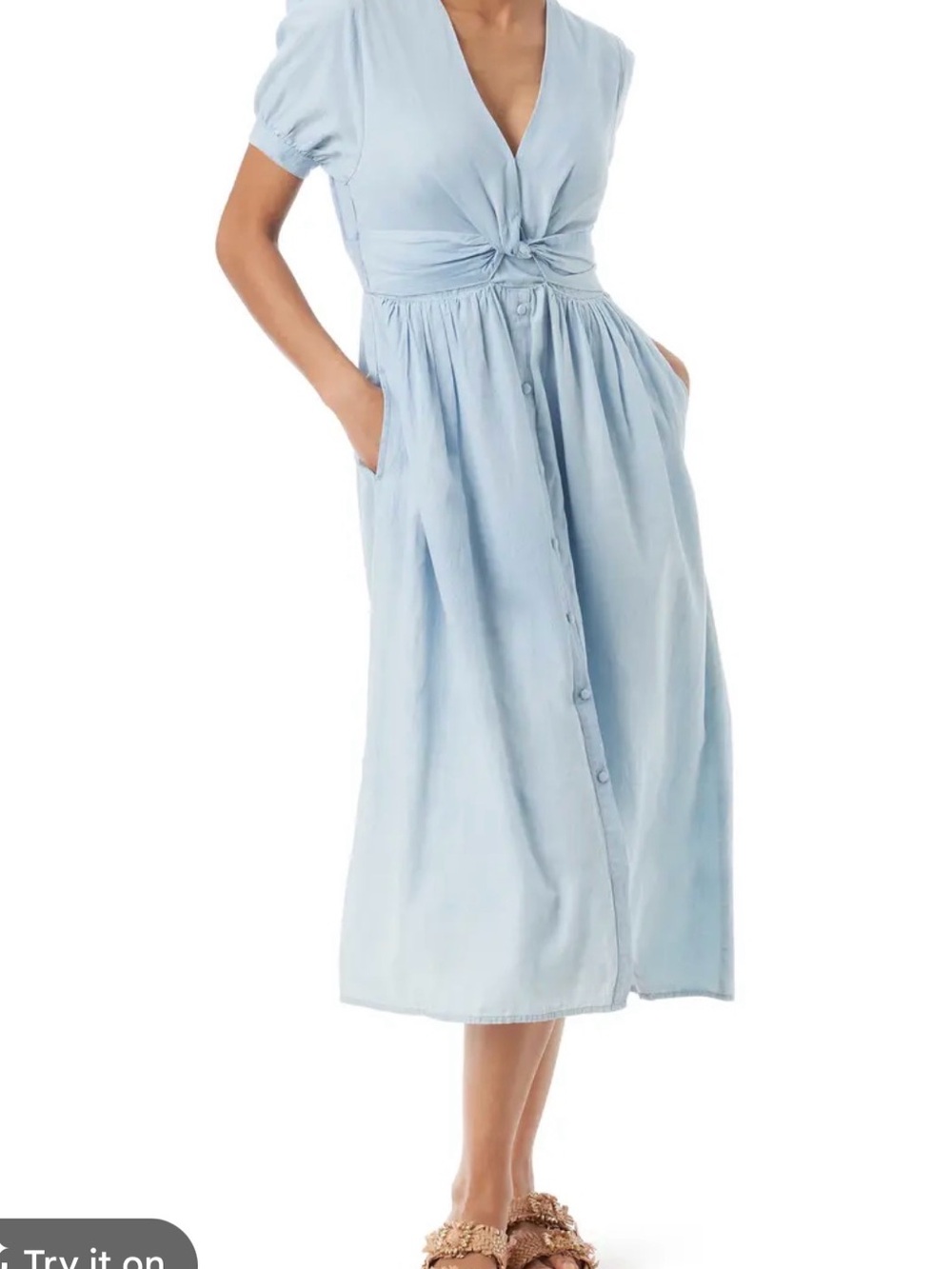 Christy Twist Front Chambray Midi Dress